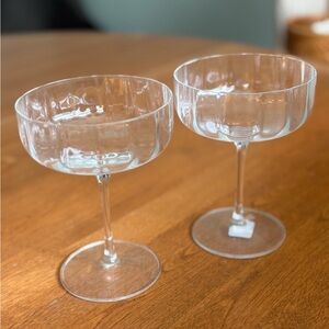 2 Crate&Barrel Clear Moxie Coupe Glass